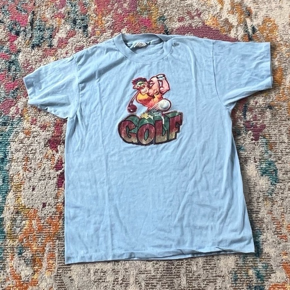 Vintage 1980s Golf Humor Cartoon Graphic Tee Top Shirt - Picture 1 of 5